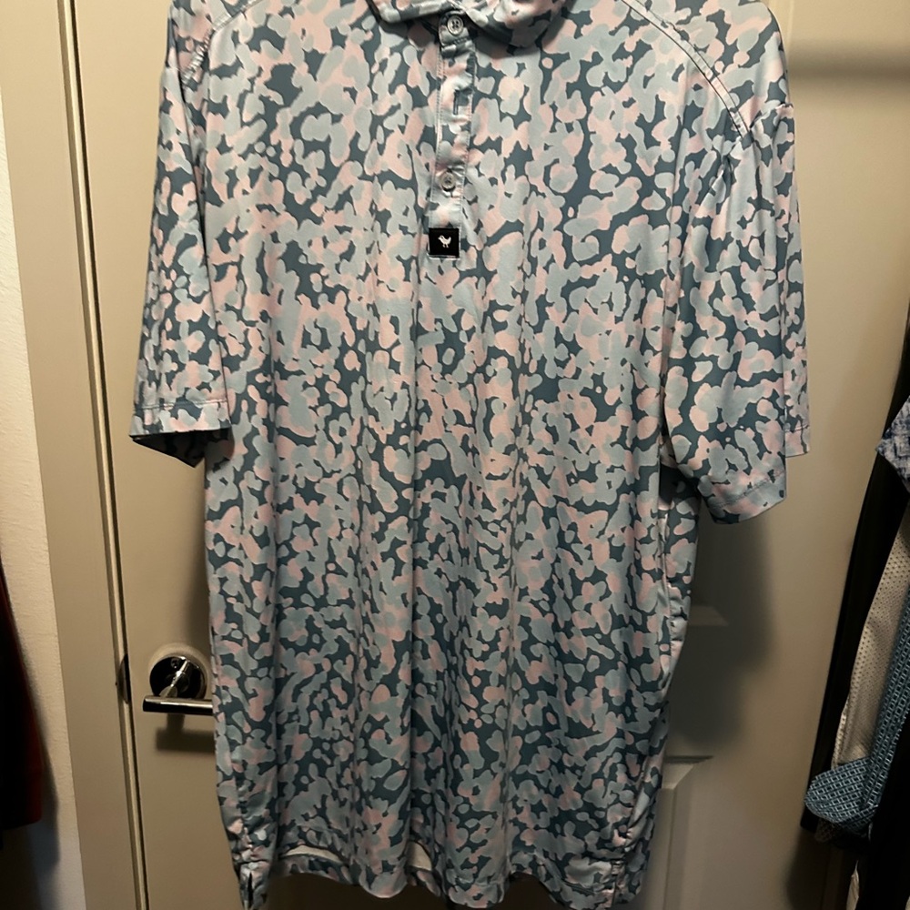 Bad Birdie Blue and Pink Polo Shirt with Organic Design